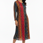 Magical Multicolor Pleated Midi Dress – Vibrant Floral & Paisley Print
