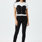 Two-Tone Knitting T-Shirt Top - White & Black