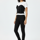 Two-Tone Knitting T-Shirt Top - White & Black