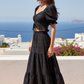 Black schiffli Embroidery Co-ord Set – Crop Top With Long Skirt