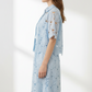 Sky Blue Floral Lace Hollow-Out Co-Ord Set – Crop Top & Midi Skirt