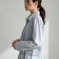 Light Blue Layered Designer Shirt – Pinstripe Vest & Plain Oversized Shirt