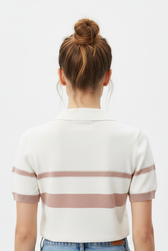 White Knit Polo - Back